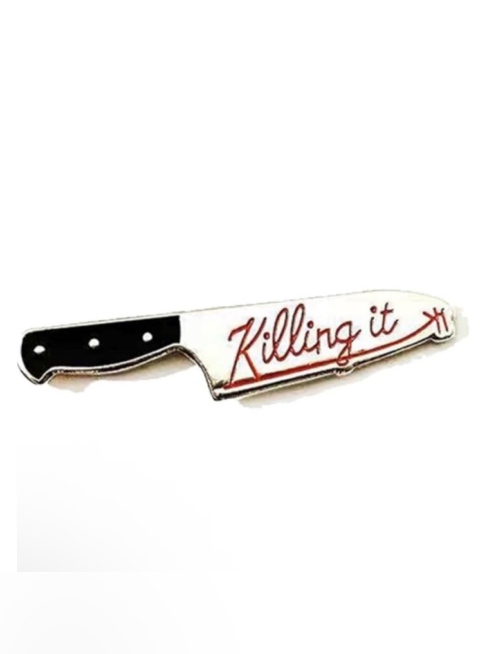 NEW “Killing It” Knife Enamel Pin Black Silver Red Design Funny Cute Horror Goth